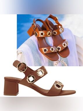 Larroudé Milan Sandal In Caramel Leather